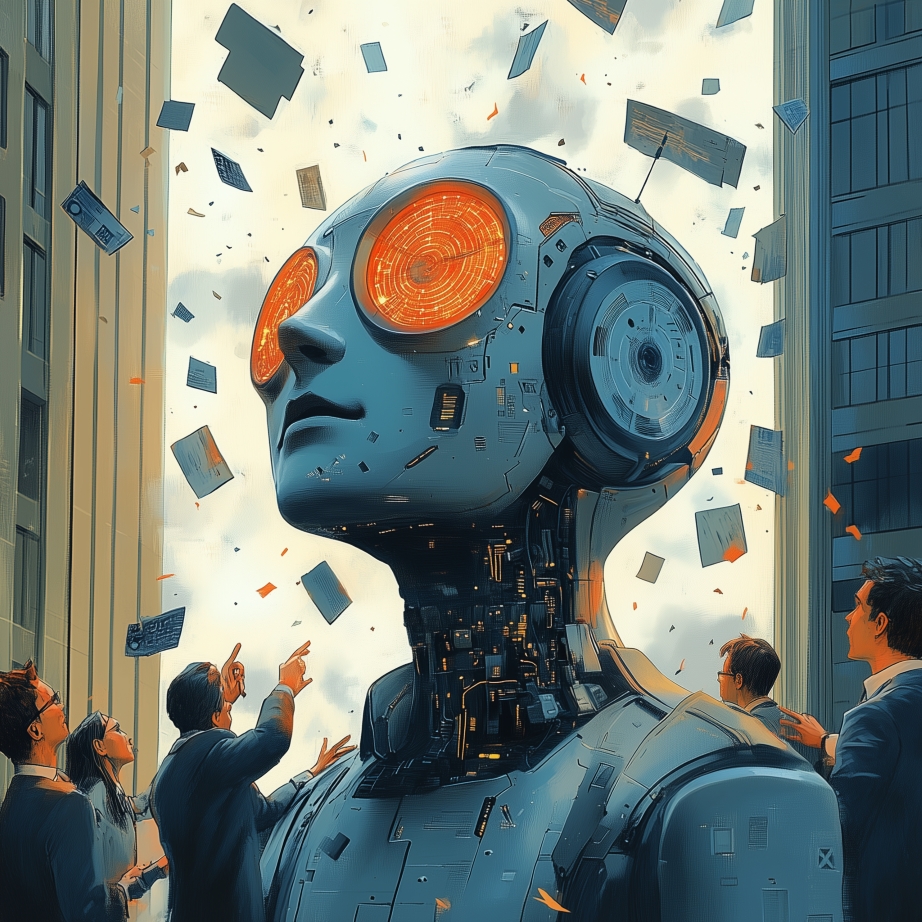 Abstraktes Bild von Dokumenten, die das Potenzial von LLMs für die Automatisierung von Geschäftsprozessen symbolisieren