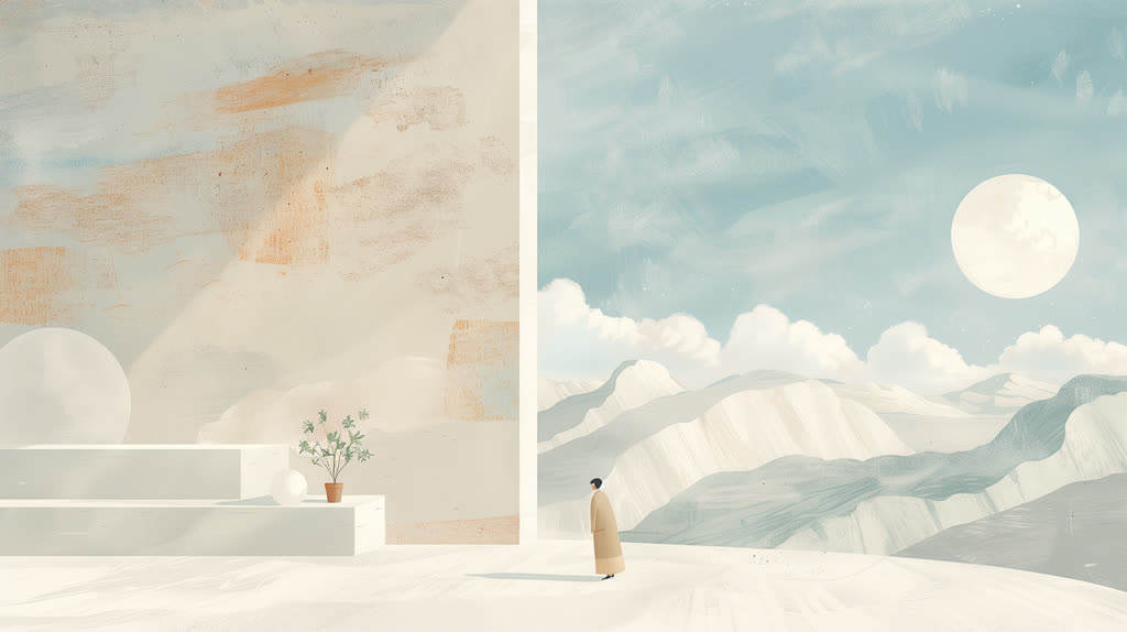 Futuristisches Büro mit Menschen und KI-Systemen in harmonischer Zusammenarbeit - Vision der optimistischen Arbeitszukunft