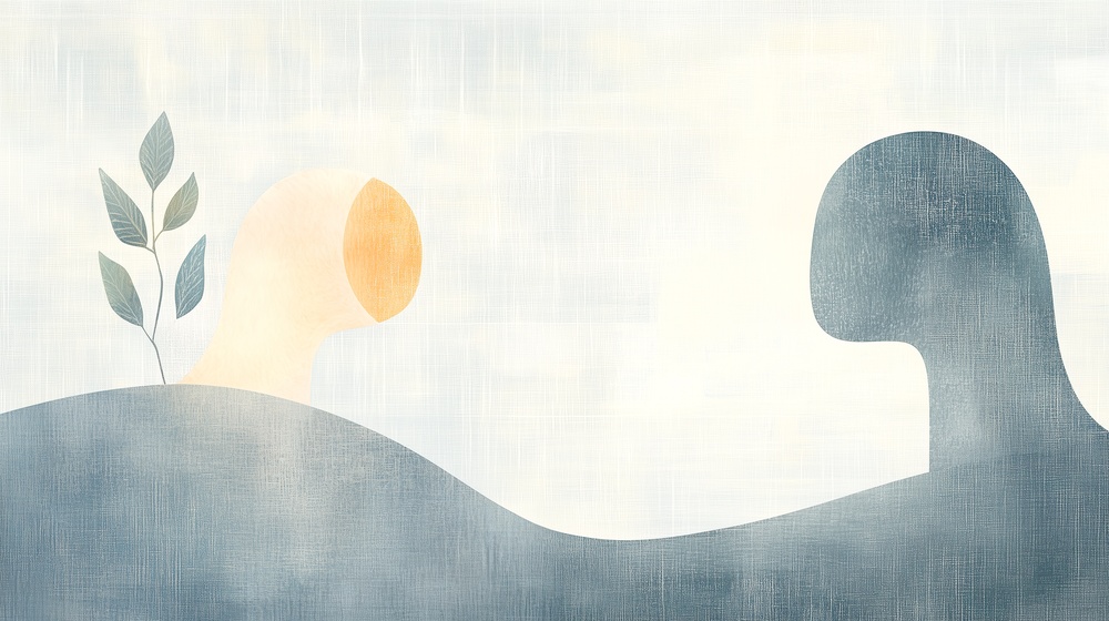 Abstrakte Darstellung einer KI mit menschlichen Zügen - geometrische Formen, die ein Gesicht andeuten, in modernen Blau- und Grautönen