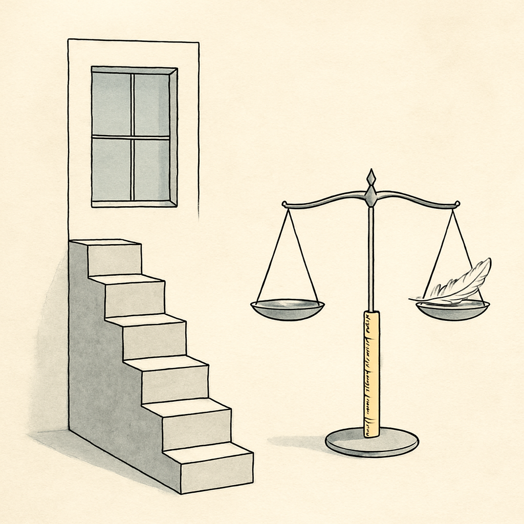 Eine Treppe aus Licht symbolisiert sprunghafte Intelligenz statt linearer Leistungssteigerung bei LLMs