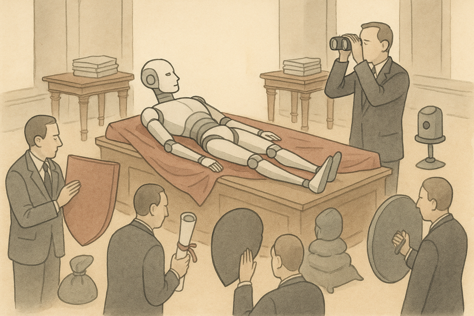 Ein kleiner Kreis erhält Zugang zu leuchtender KI-Technologie und symbolisiert oligarchische Machtkonzentration