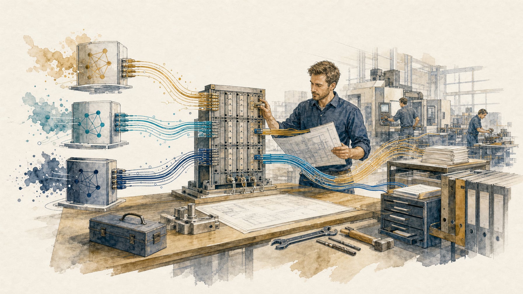 Ein modulares KI-Steckfeld hält Prozesslogik und Unternehmensdaten unabhängig vom jeweiligen Modell