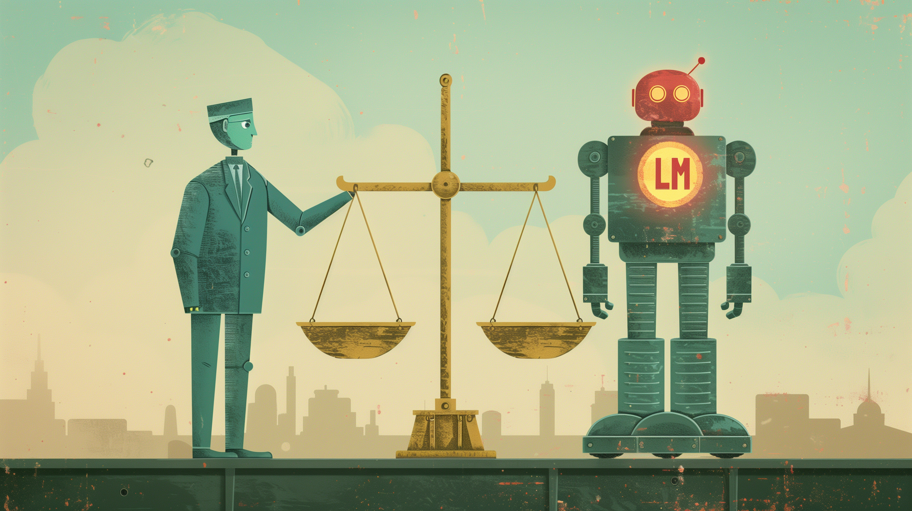 Eine goldene Waage symbolisiert die Balance zwischen den beeindruckenden Fähigkeiten und den Grenzen von LLMs